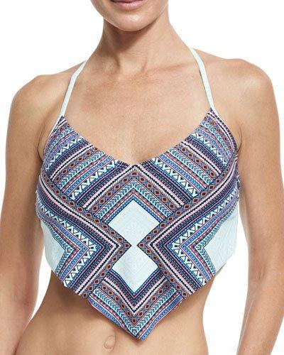 Bandana-print Swim Top, Blue Pattern