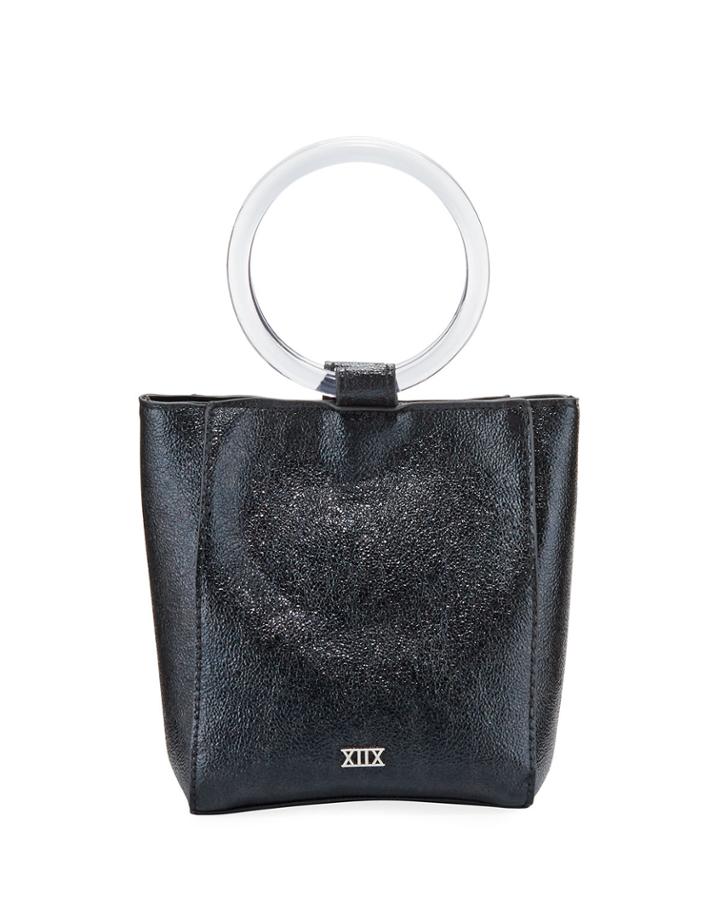 Sparkle Metallic Leather Ring-handle Bag