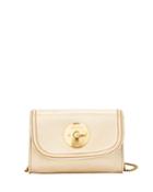 Lois Turn-lock Metallic Leather Crossbody Bag