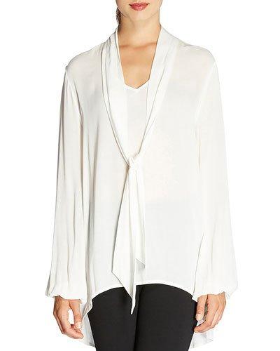Self-tie Neck Blouse, White