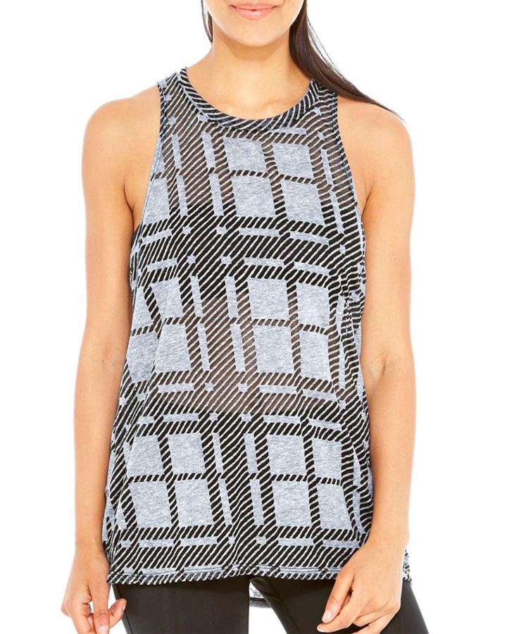 Racerback Crewneck Plaid Burnout Tank