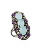 Diamond, Amethyst & Aquamarine Cocktail Ring,