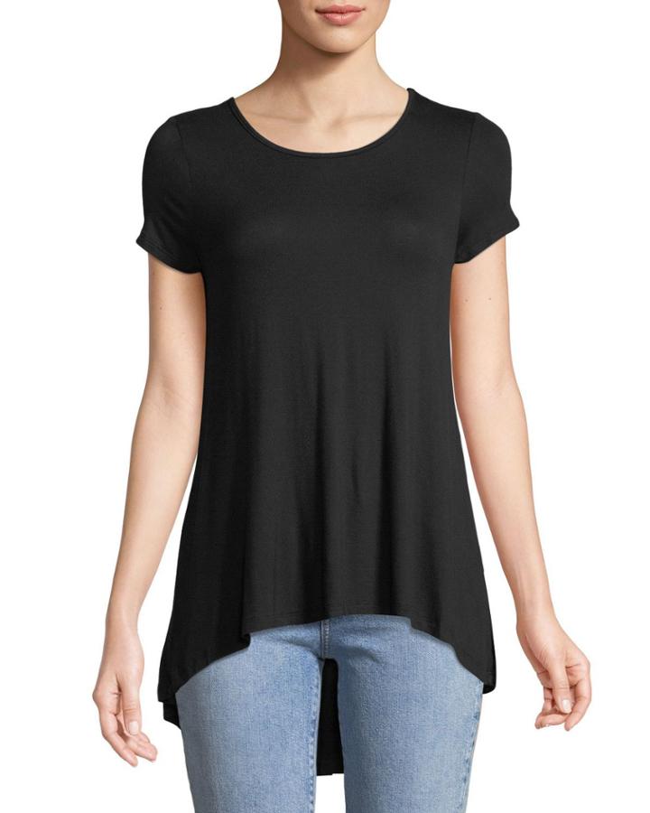 Cap-sleeve Jersey High-low Tunic