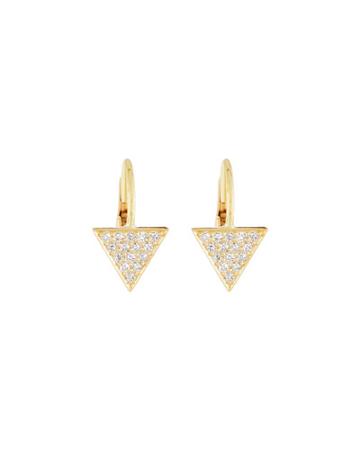 18k Small Diamond Triangle Drop Earrings