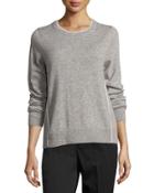 Contrast Tipping Crewneck Sweater, Gray/white