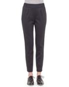 Bi-color Jersey Casual Pants, Black/silver