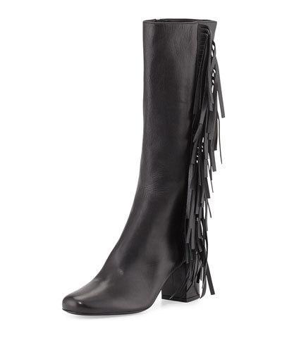 Napa Fringe Knee Boot, Nero (black)