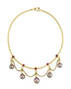 Prince Dimitri For Assael 18k Black Tahitian Pearl & Ruby Necklace, Women's