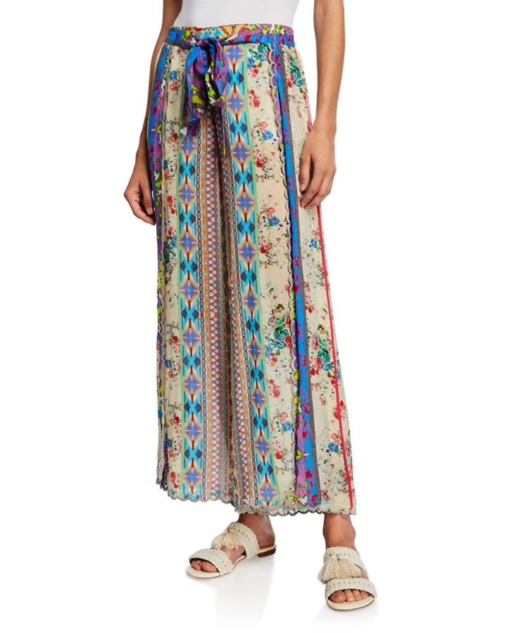 Farrah Floral Print Tie-front Wide-leg Georgette Pants