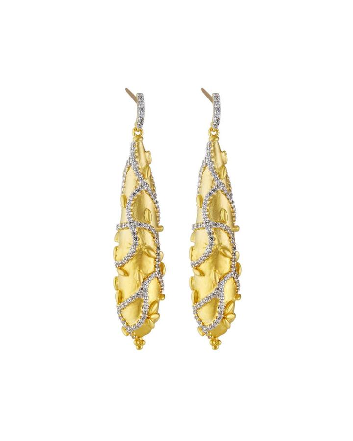 Fleur Bloom Textured Pendant-drop Earrings