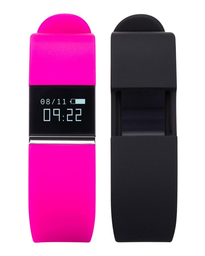 Activity Tracker W/ Interchangeable Straps, Fuchsia/black
