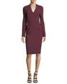 Mindy V-neck Long-sleeve Crepe Sheath Cocktail Dress