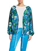 Floral Zip-front Hooded Track Jacket