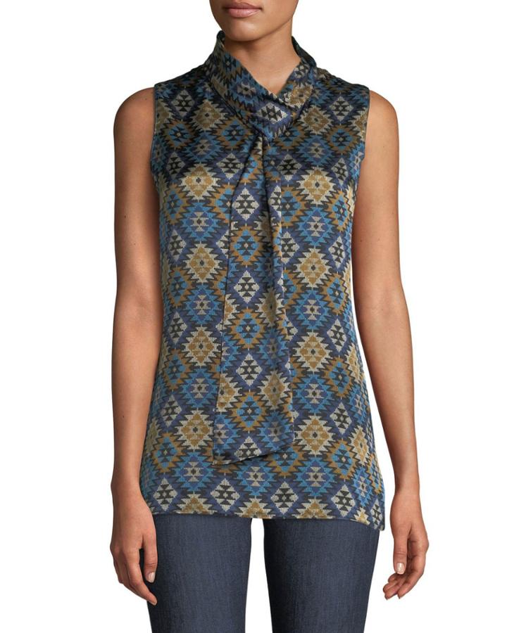 Abbie Aztec Artistry Silk Blouse W/