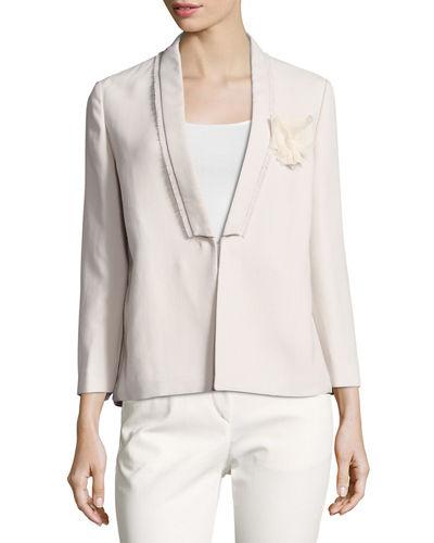 Monili Bead-trim Wool-crepe Blazer