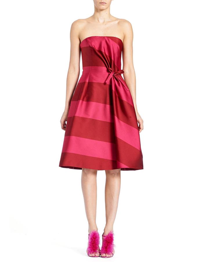 Strapless Wide-stripe Cocktail Dress