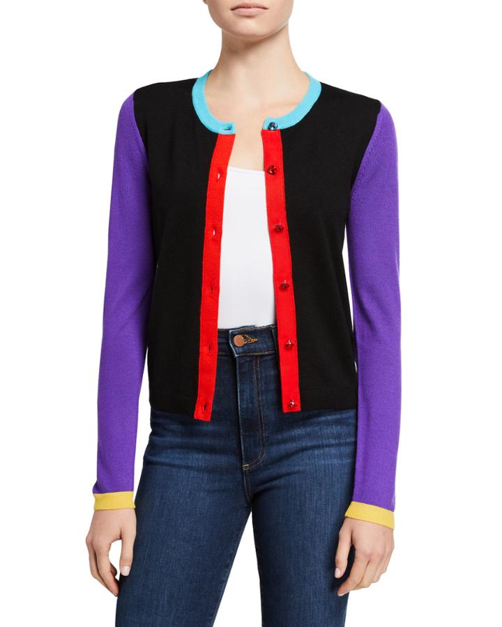 Ruthy Colorblocked Button-front Cardigan