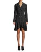 Sloan Long-sleeve Double-breasted Plaid Dress