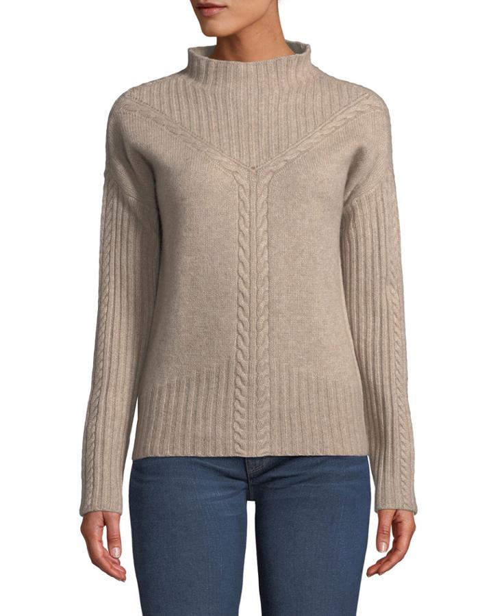 Cashmere Mock-neck Cable-knit