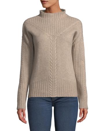 Cashmere Mock-neck Cable-knit