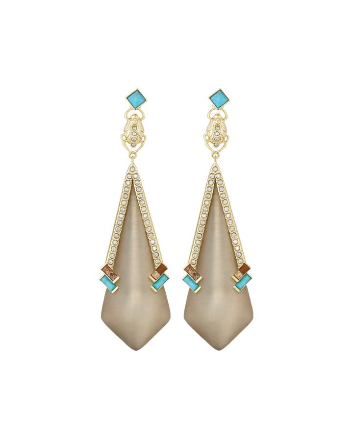 Alexis Bittar Golden Dangling Beetle Drop Earrings, Women's, Warm Grey
