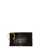 Graphic-printed Velvet Clutch Bag
