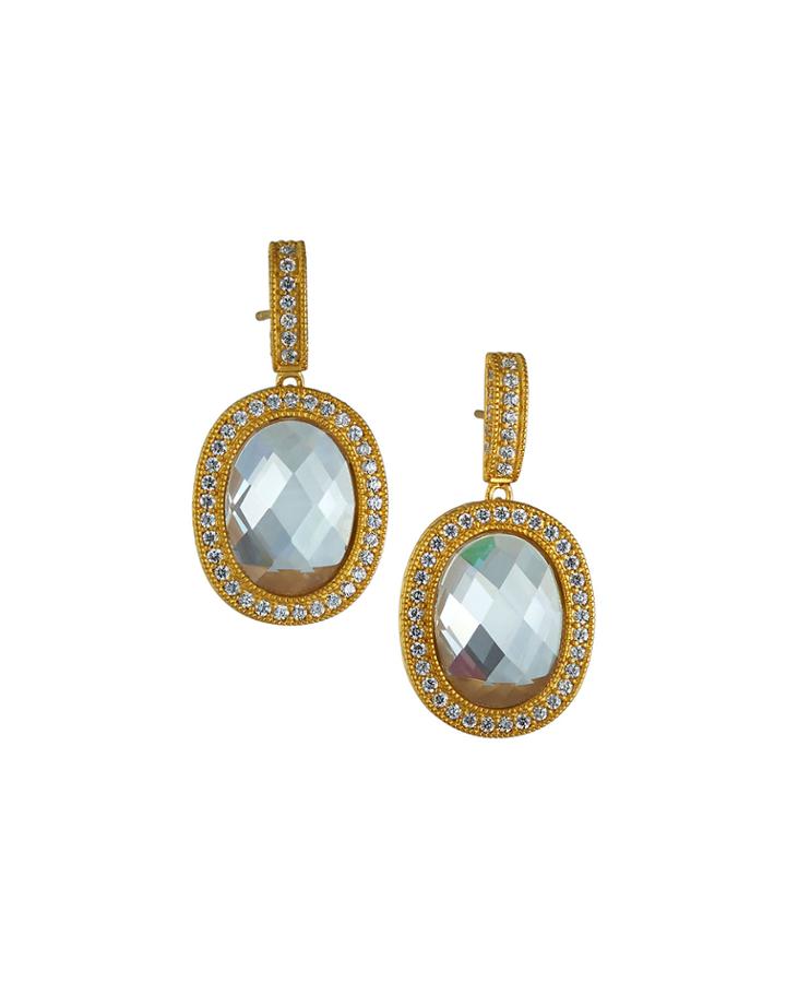 Two Side Pave Drop Earrings
