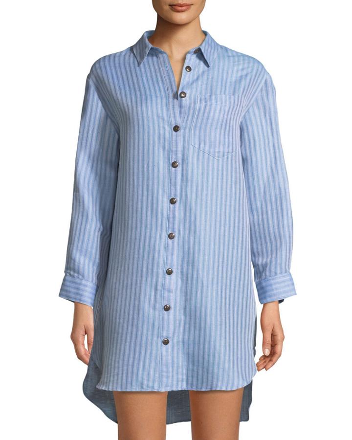 Bennett Button-front Striped Coverup