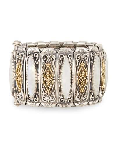 Erato Labrardorite Doublet Filigreed Cuff Bracelet