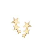 Golden Triple-star Clip-on Crawler Earrings