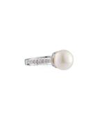 14k 10mm Akoya Pearl & Diamond Ring,