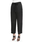 Pebble-crepe Cropped Judo Pants, Black