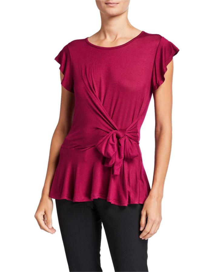 Tie Front Top With Peplum