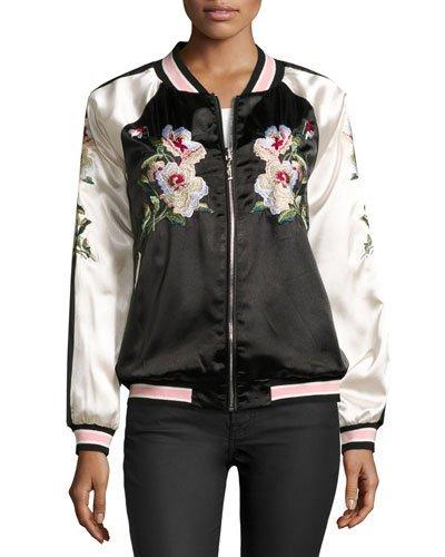Reversible Bomber Jacket, Black/pink