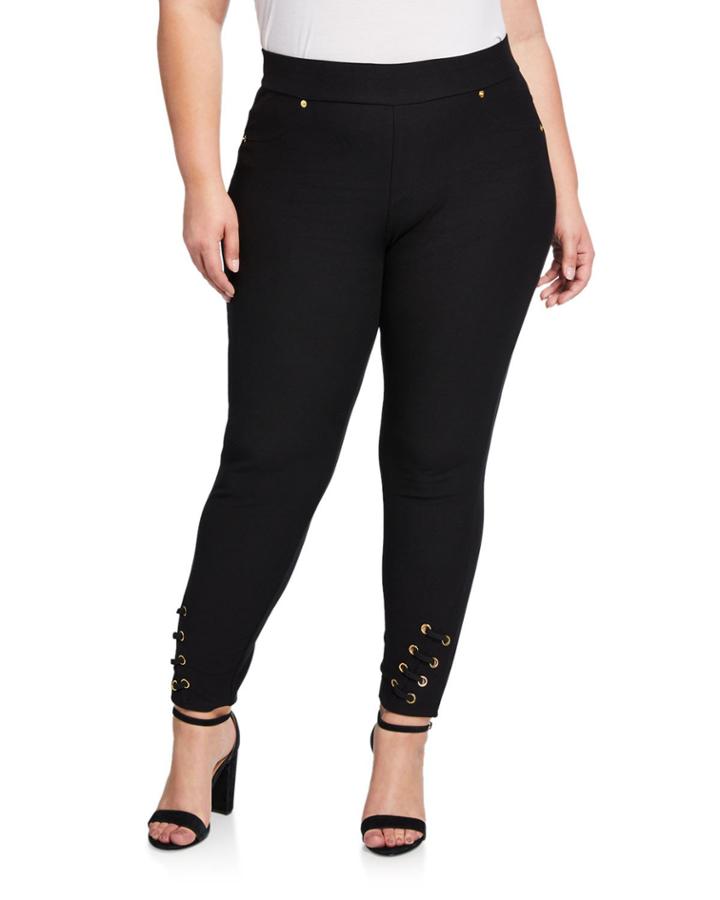 Plus Size Grommet Ankle Pull-on Pants