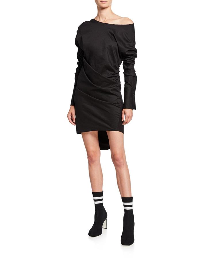 Gabriella Off-shoulder Ruched Bodycon Asymmetric Dress