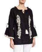 Embroidered Frayed Top