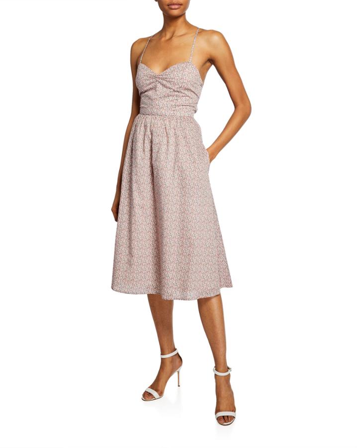 Monique Floral Sweetheart Strappy-back Dress