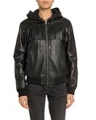 Leather Fringe-yoke Zip-front Bomber Jacket