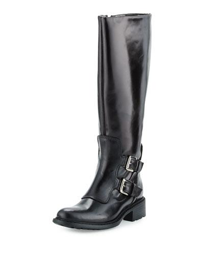 Perina Mid-calf Leather Boot, Black