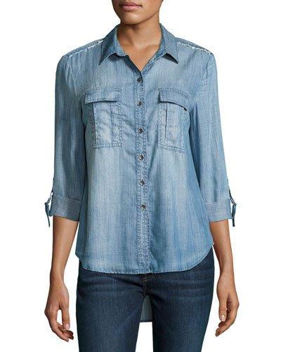 Eliya Chambray High-low Top, Blue