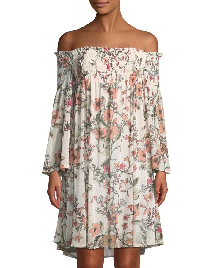 Smocked Off-the-shoulder Dress