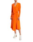 Odette Long-sleeve Silk Wrap Dress