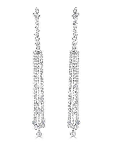 14k Five-strand Floating Diamond Dangle Earrings