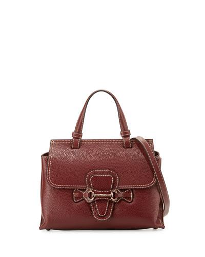 Diane Pebbled Leather Satchel Bag, Bread