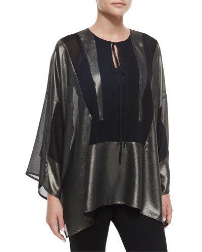 Metallic Tie-neck Bib Tunic