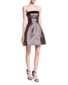 Lurex&reg; Chevron Jacquard Strapless Cocktail