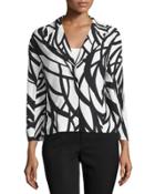 3/4-sleeve Short Lined Jacket, White
