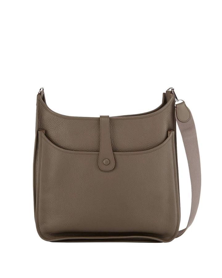 Evelyn Leather Crossbody Bag, Gray