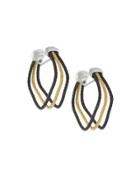 Two-tone Split Cable Hoop Earrings, Black/yellow